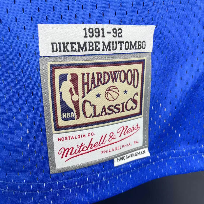 Regata Denver Nuggets Retrô Mitchell & Ness 1991/1992 Dikembe Mutombo Azul