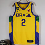 Regata Seleção Brasileira Basquete + Patch CBB e Copa do Mundo 2023 Amarela