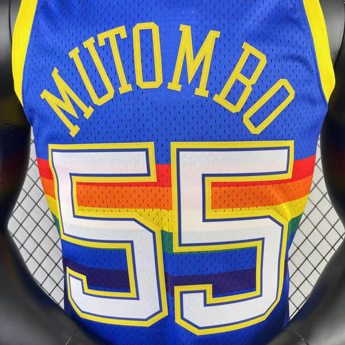 Regata Denver Nuggets Retrô Mitchell & Ness 1991/1992 Dikembe Mutombo Azul