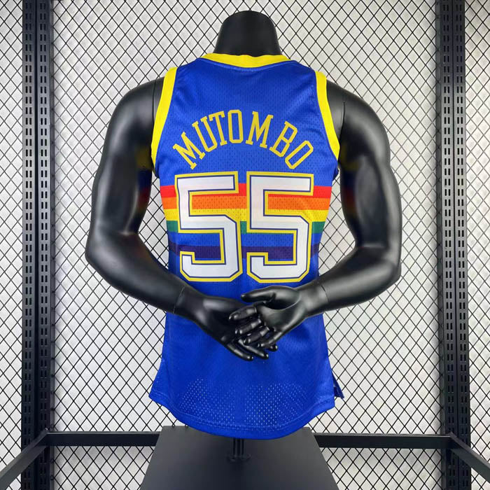 Regata Denver Nuggets Retrô Mitchell & Ness 1991/1992 Dikembe Mutombo Azul