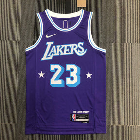 Regata  Lakers Edição Diamante 75 anos City 21/22 Lebron James 23 Roxa