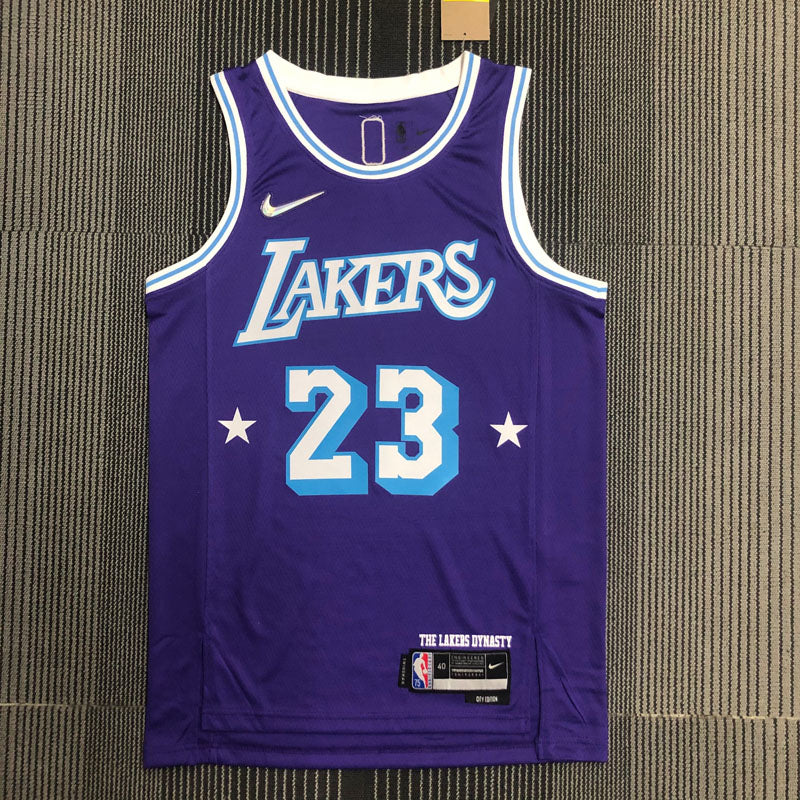 Regata  Lakers Edição Diamante 75 anos City 21/22 Lebron James 23 Roxa