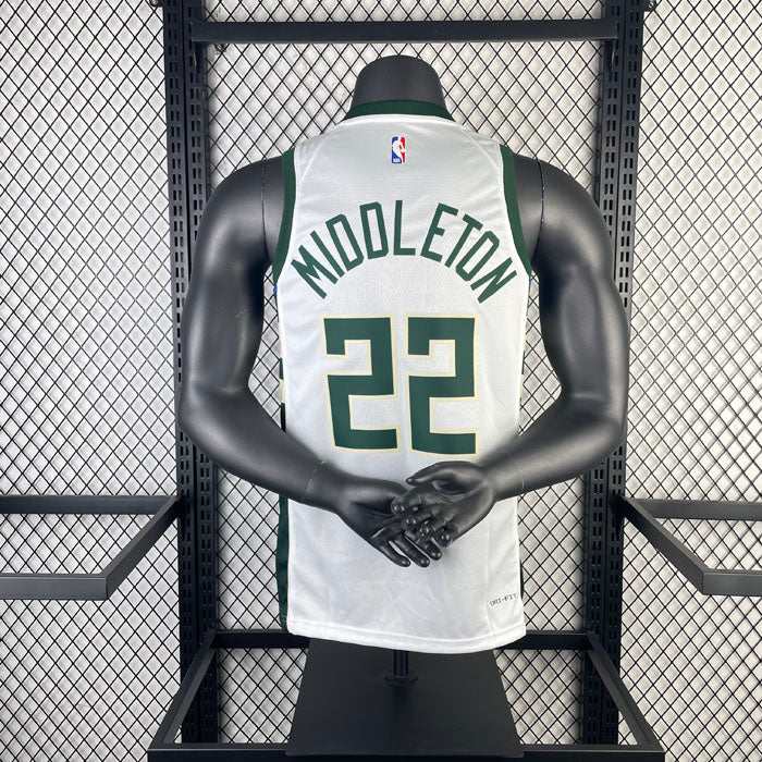 Regata  Milwaukee Bucks Association Edition 23/24 Khris Middleton Branca