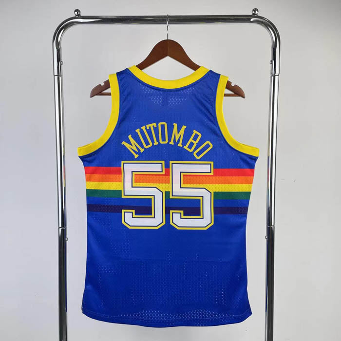 Regata Denver Nuggets Retrô Mitchell & Ness 1991/1992 Dikembe Mutombo Azul