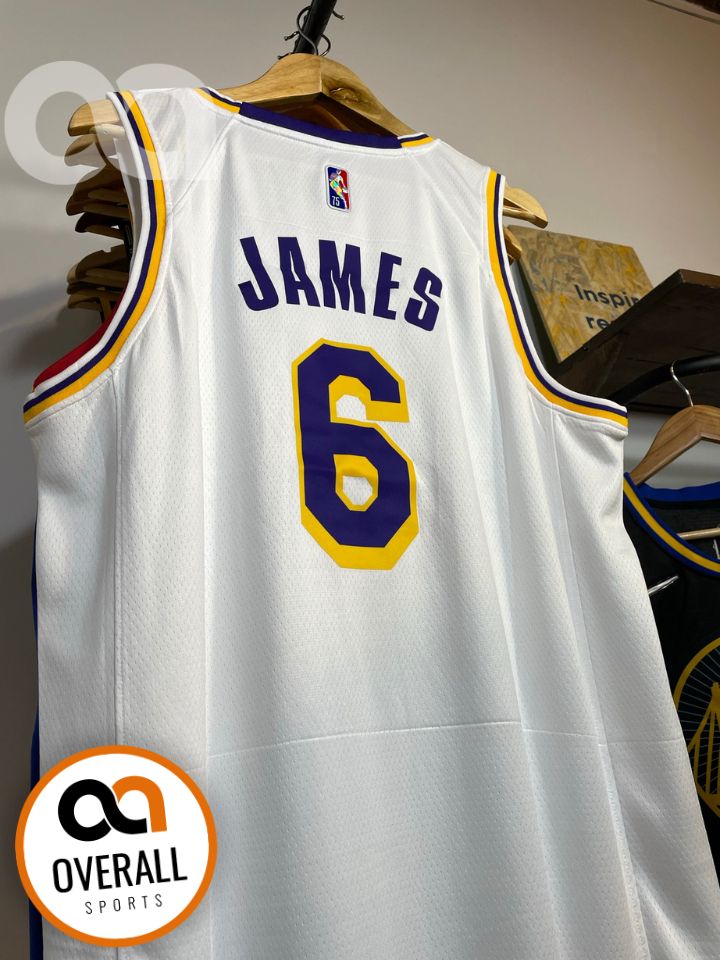 Regata  Los Angeles Lakers Edição Diamante 75 anos 21/22 Lebron James 6 Branca