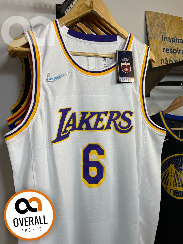 Regata  Los Angeles Lakers Edição Diamante 75 anos 21/22 Lebron James 6 Branca