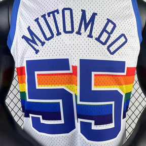 Regata Denver Nuggets Retrô Mitchell & Ness 1991/1992 Dikembe Mutombo Branca
