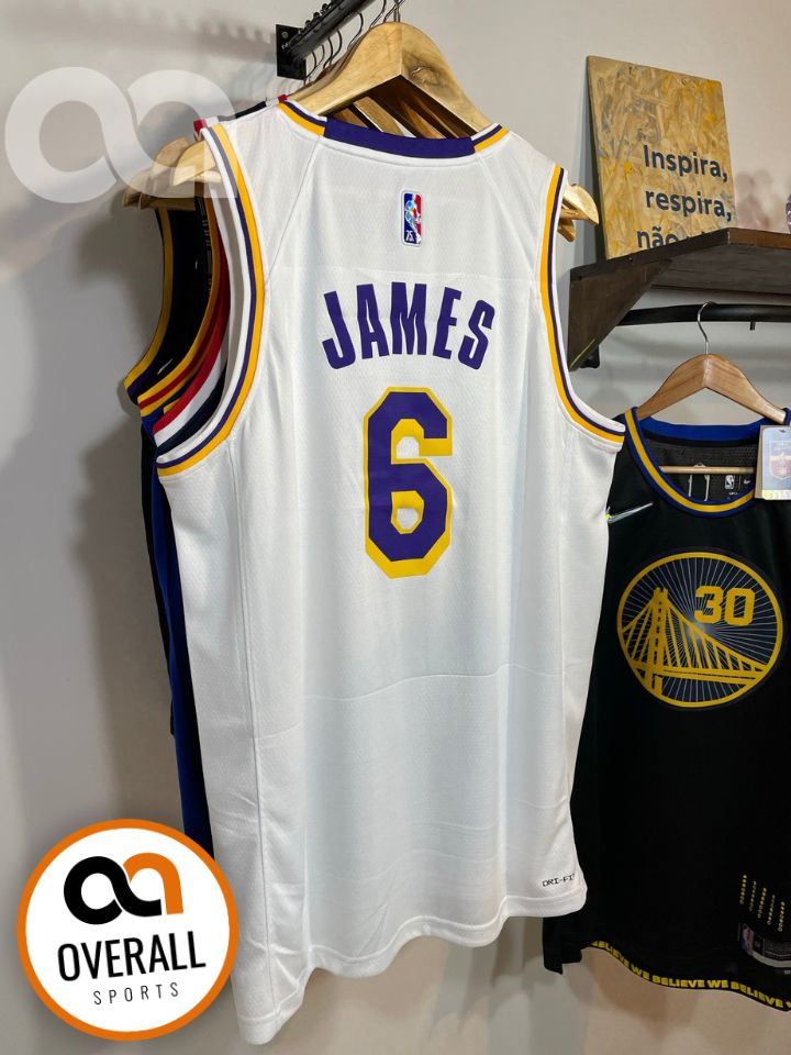 Regata  Los Angeles Lakers Edição Diamante 75 anos 21/22 Lebron James 6 Branca