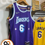 Regata  Lakers Edição Diamante 75 anos City 21/22 Lebron James 6 Roxa