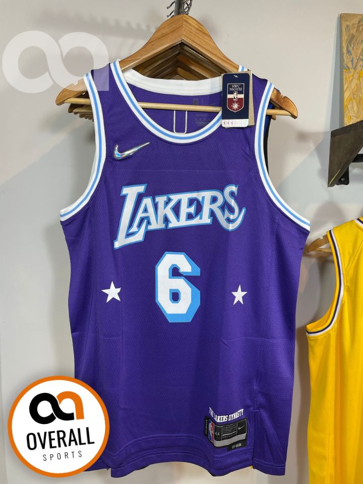 Regata  Lakers Edição Diamante 75 anos City 21/22 Lebron James 6 Roxa