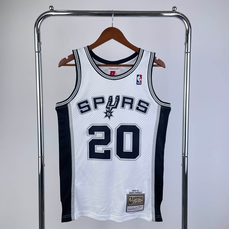 Regata San Antonio Spurs Retrô Mitchell & Ness 2002/03 Manu Ginóbili Branca