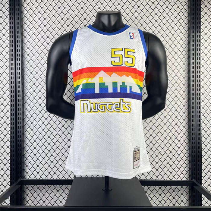 Regata Denver Nuggets Retrô Mitchell & Ness 1991/1992 Dikembe Mutombo Branca