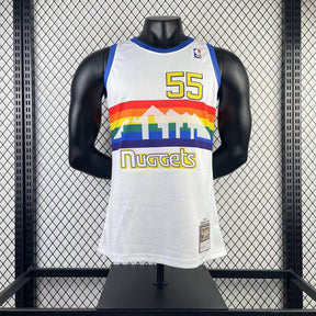 Regata Denver Nuggets Retrô Mitchell & Ness 1991/1992 Dikembe Mutombo Branca