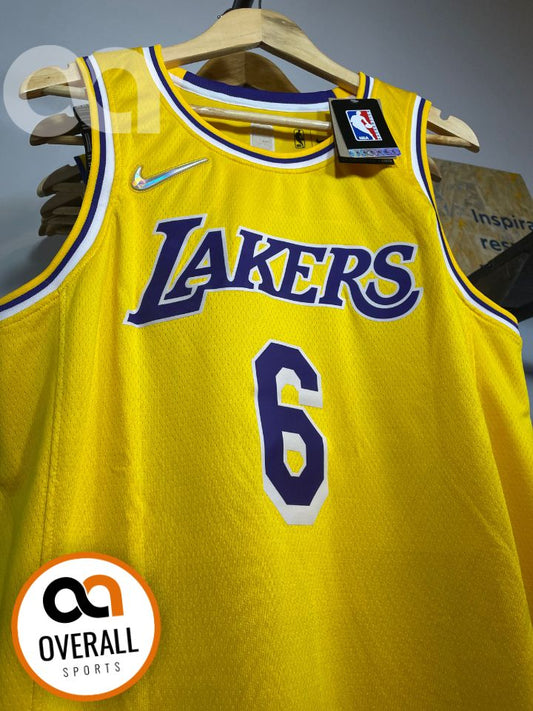 Regata  Los Angeles Lakers Edição Diamante 75 anos 21/22 Lebron James 6 Amarela