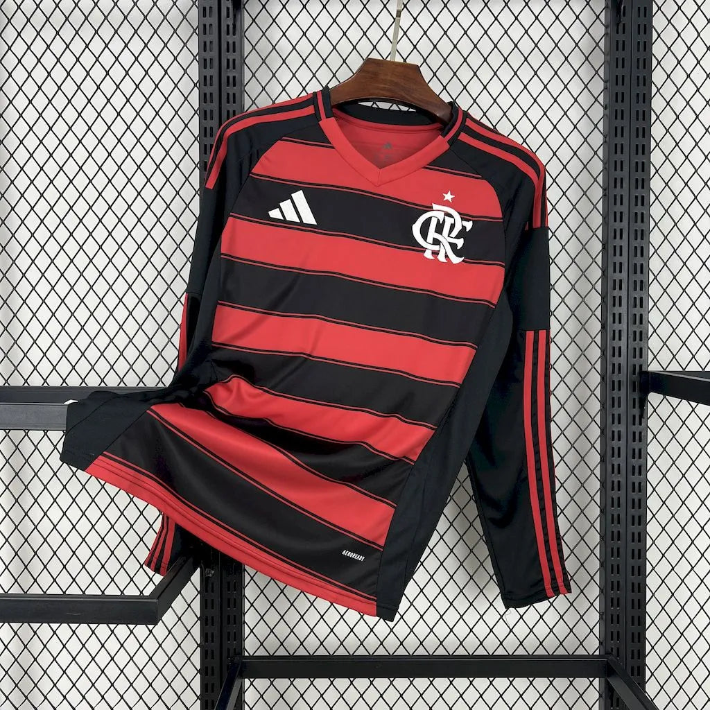 Camisa Flamengo I 25/26 Manga Longa Vermelha/Preta Masculina