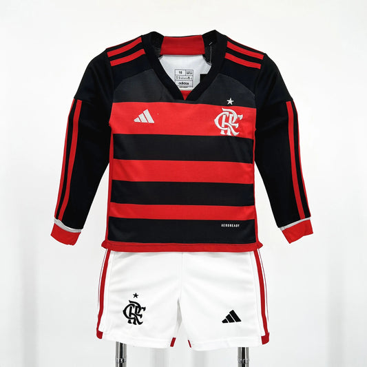 Conjunto Infantil Flamengo I 24/25 Manga Longa Vermelho/Preto