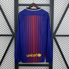 Camisa Barcelona I 17/18 Retrô Manga Longa Vermelha/Azul