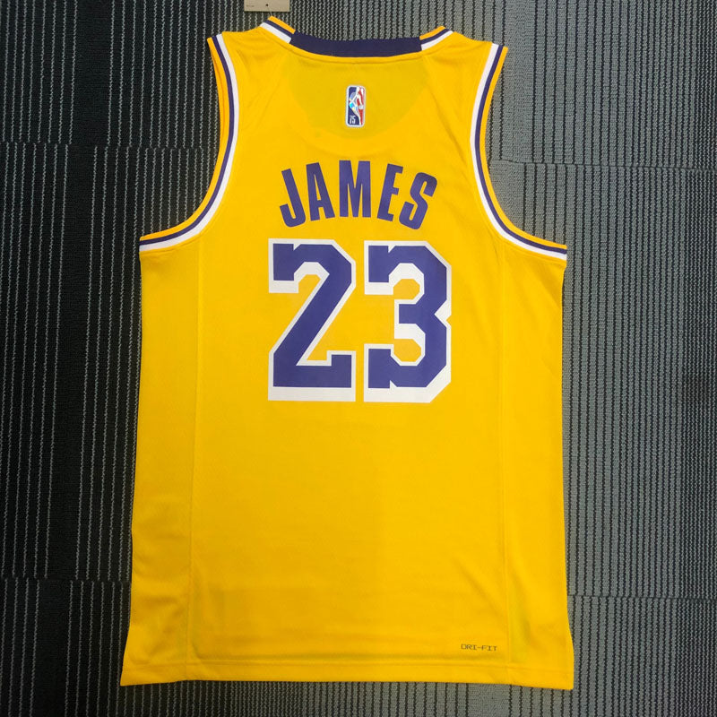 Regata  Los Angeles Lakers Edição Diamante 75 anos 21/22 Lebron James 23 Amarela
