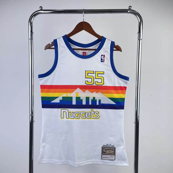 Regata Denver Nuggets Retrô Mitchell & Ness 1991/1992 Dikembe Mutombo Branca