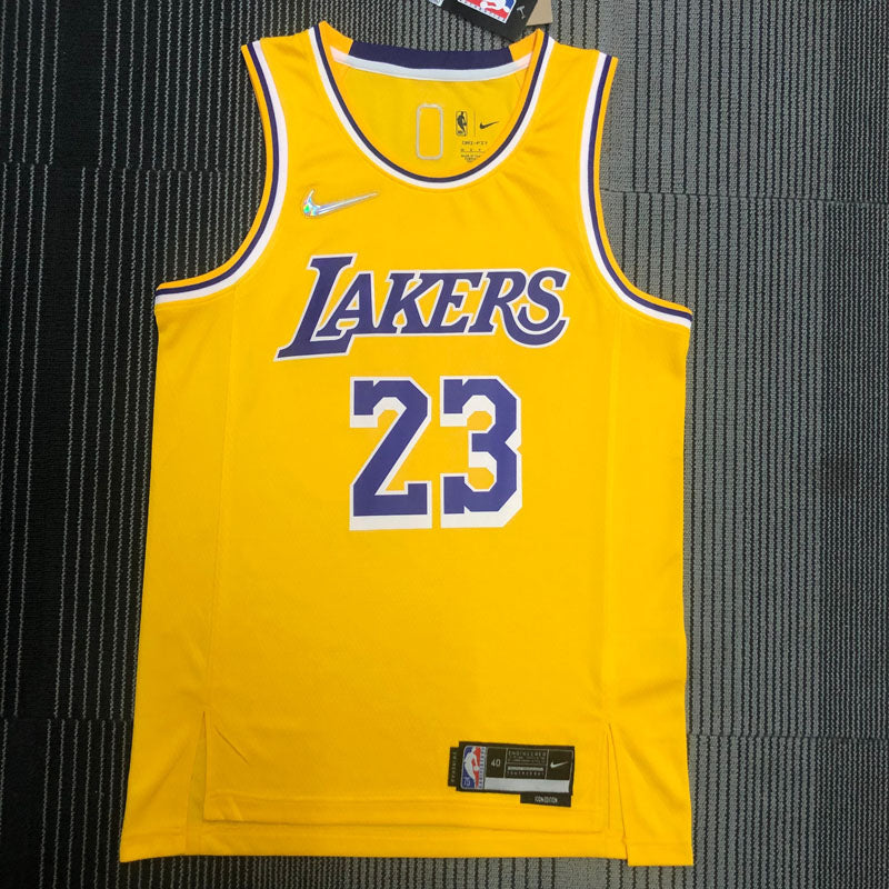 Regata  Los Angeles Lakers Edição Diamante 75 anos 21/22 Lebron James 23 Amarela