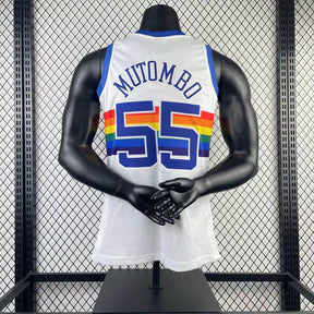 Regata Denver Nuggets Retrô Mitchell & Ness 1991/1992 Dikembe Mutombo Branca