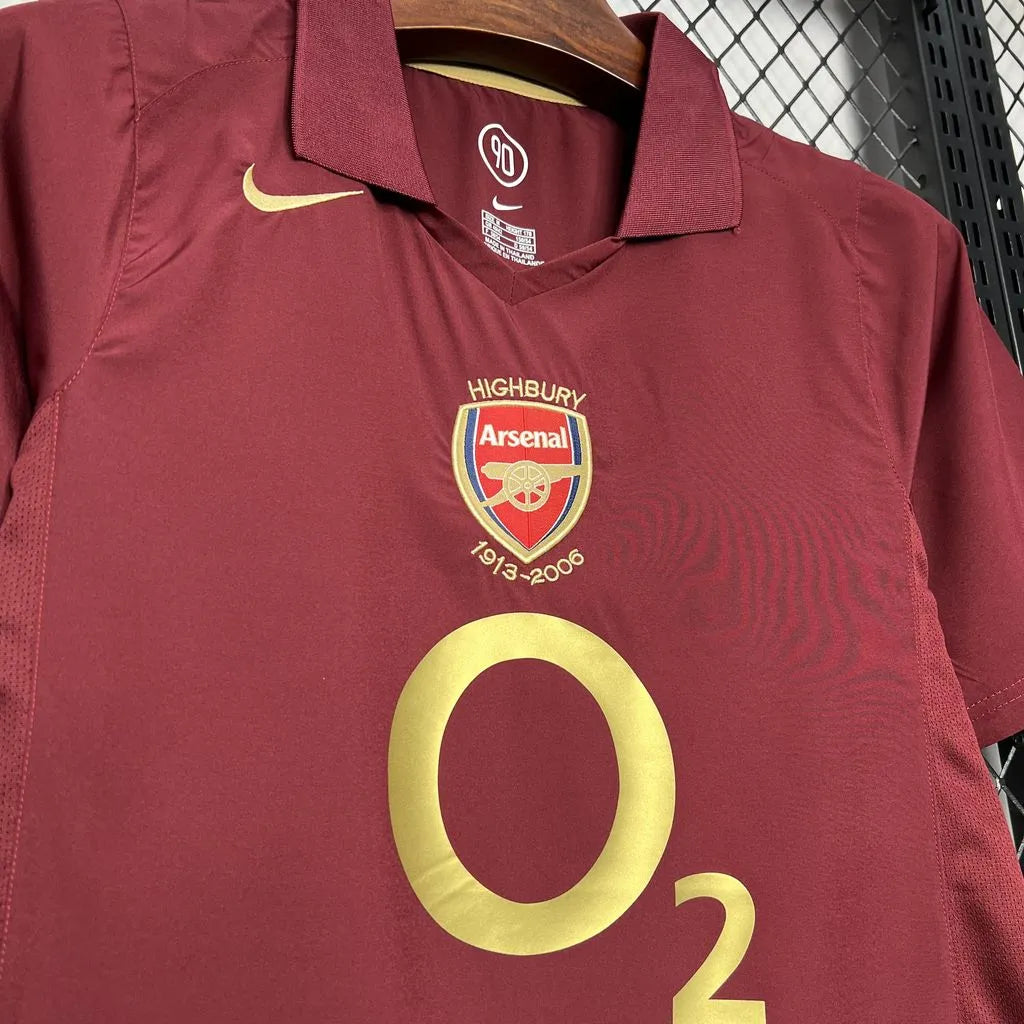 Camisa Arsenal I 2005/2006 Retrô Grená