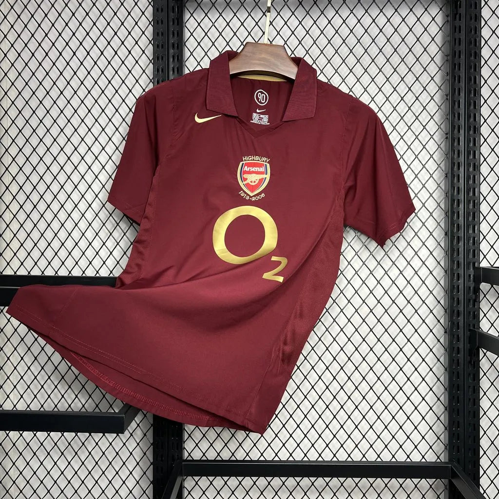 Camisa Arsenal I 2005/2006 Retrô Grená