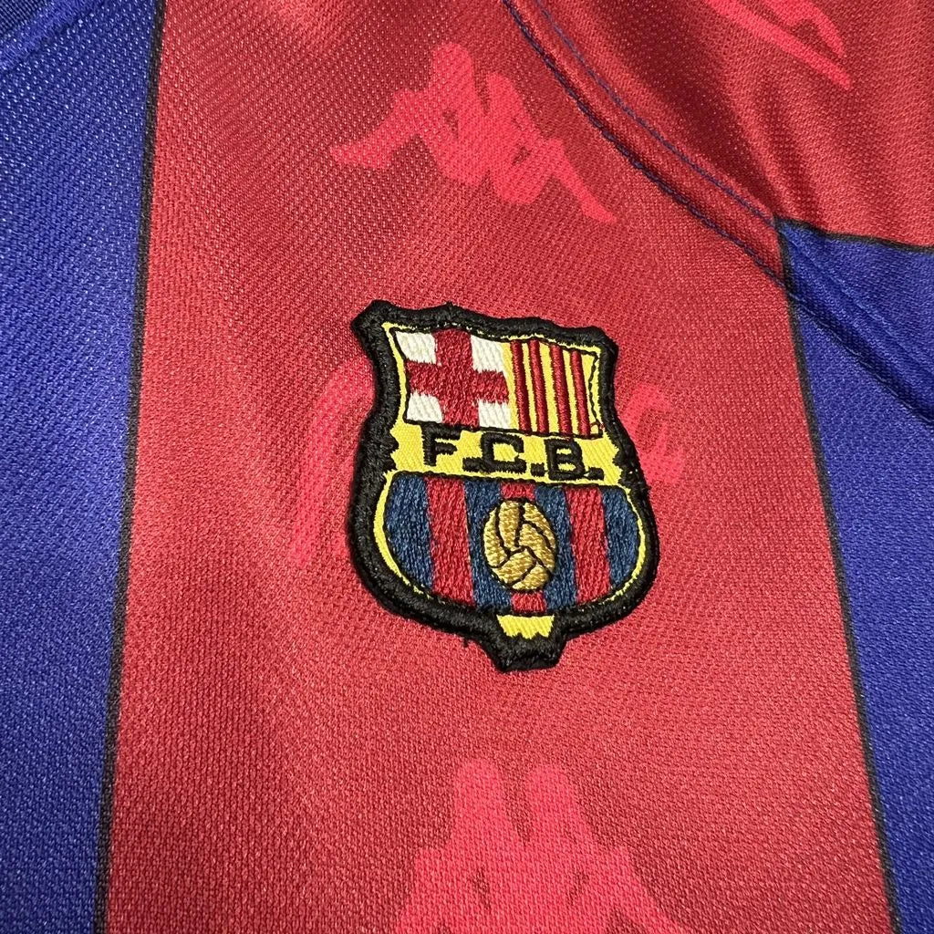 Camisa Barcelona I 1996/1997 Retrô Vermelha/Azul