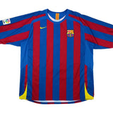Camisa Barcelona I 2005-2006 Retrô Vermelha/Azul