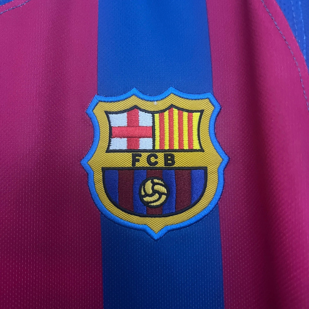 Camisa Barcelona I 2005-2006 Retrô Vermelha/Azul