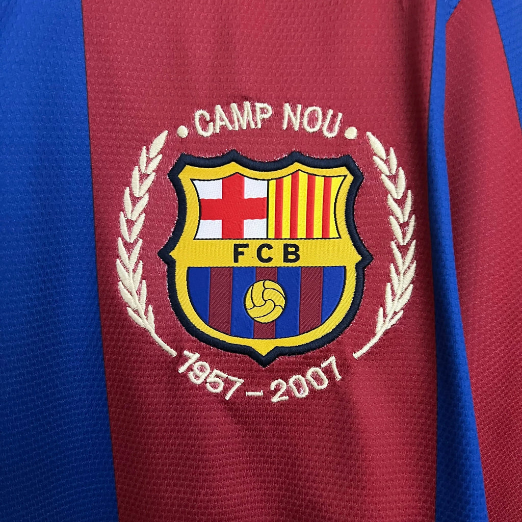 Camisa Barcelona I 2007/2008 Retrô Vermelha/Azul Masculina
