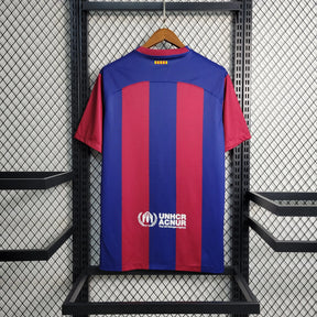 Camisa Barcelona I 23/24 Vermelha e Azul Masculina