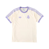 Camisa Real Madrid Originals Adicolor 3 Stripes Creme e Lilás